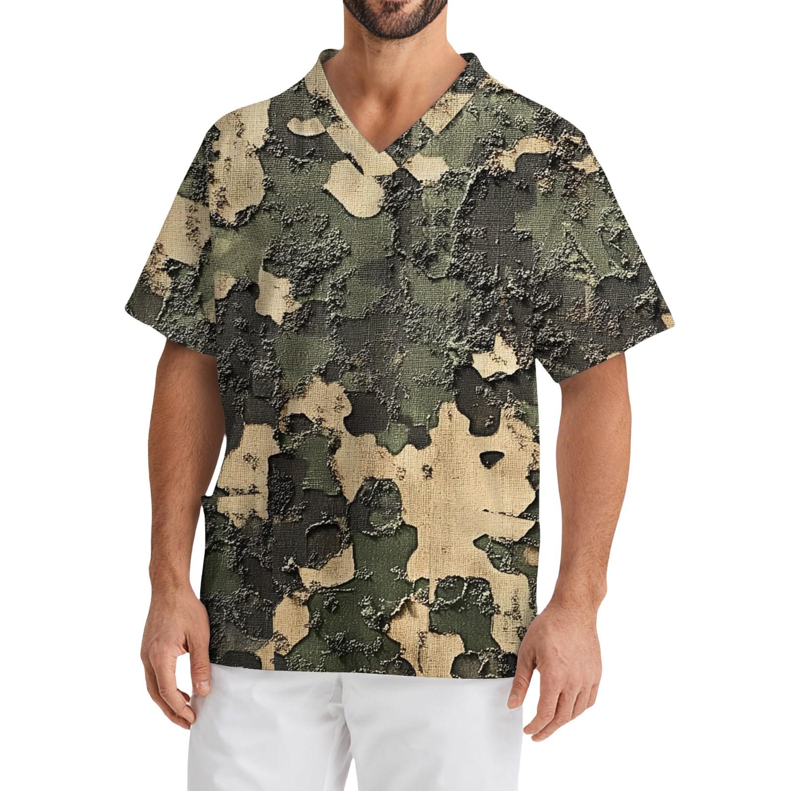 

Men s Casual Short-Sleeved V-Neck Printed Front Pocket Top XL жовтий