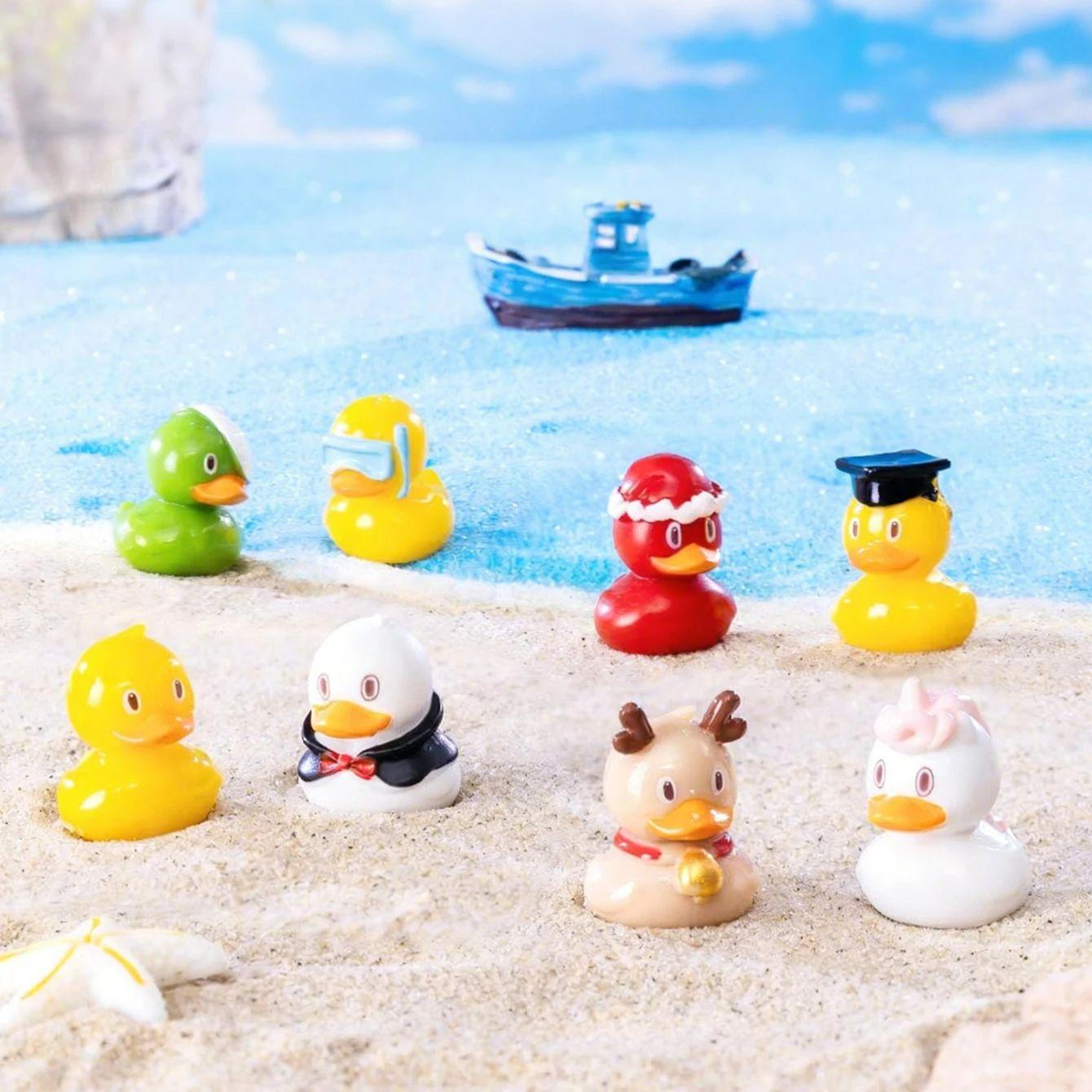 

8 Styles Mini Duck Figurines Collection Ornaments Set Ideal For DIY Fairy Garden Micro Landscape Decoration