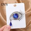 Electroplated Eye Accessory Bling Rhinestone Eyes Brooch Pin, Tear of Angel Lapel Pin Secure Clasp for Women, Sweater Cardigan Coat Suit Decoration
