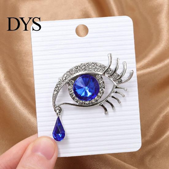 Electroplated Eye Accessory Bling Rhinestone Eyes Brooch Pin, Tear of Angel Lapel Pin Secure Clasp for Women, Sweater Cardigan Coat Suit Decoration
