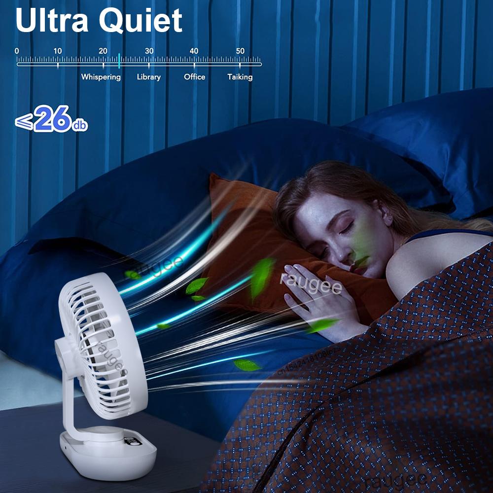 Portable Desk Fan Mini Desktop Fan Small Table Fan USB Rechargeable Quiet Air Circulator Electric Desk Fan with Digital Display
