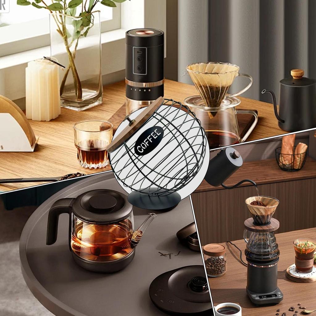 Coffee Pod Basket With Lid Large Capacity Storage With Lid Coffee Basket For Kitchen Counter Living Room Party Bar Fruit Banana