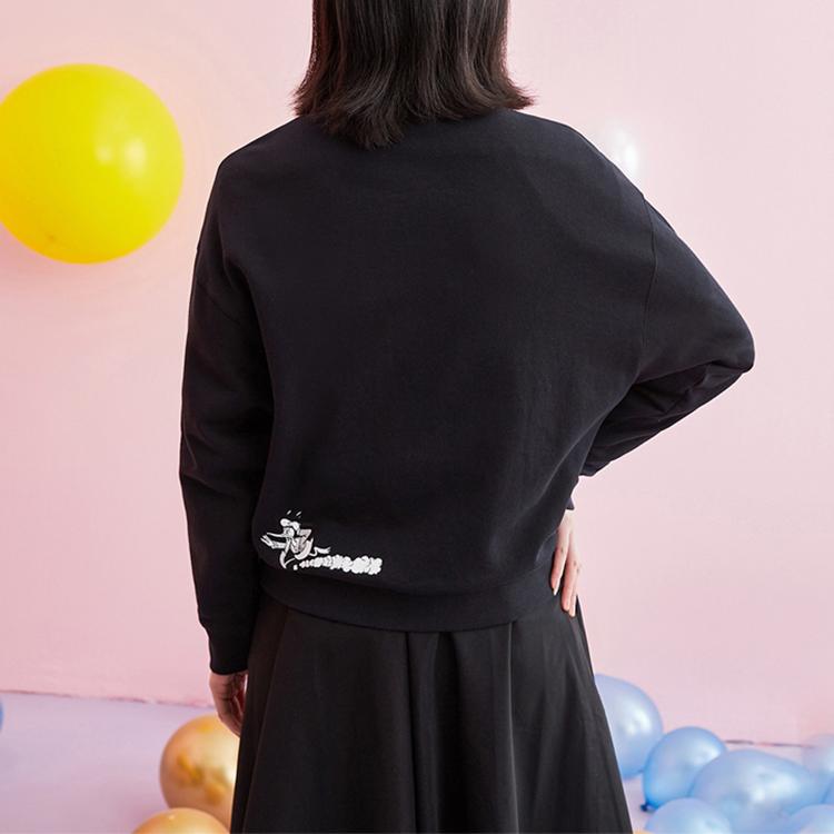 Li-Ning Disney Joint Fashion Series Printed Loose Sports Pullover Sweatshirt Women Tops Black AWDR380-1