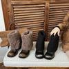 British high-heeled small leather shoes women's shoes 2025 winter new square head thick heel versatile plush shoes women's single shoes