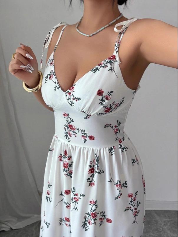 New Summer Floral V-Neck Spaghetti Strap Maxi Dress