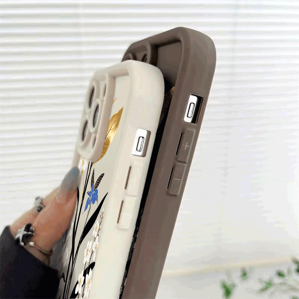 Gold Leaf Floral Design Phone Case for Xiaomi Redmi Note 14 13 12 11 10 9 8 7 Pro Shockproof Anti-Slip Soft TPU Cover