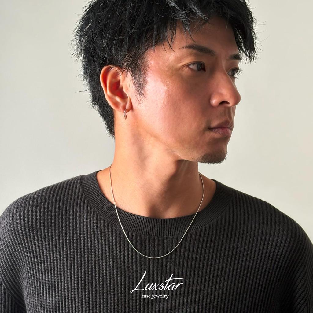 [LUXSTAR] Snake Chain Necklace, Sterling Silver 925, Gold Plated, Men's & Women's, with Adjustable Chain (Gold, 45cm + 5cm)