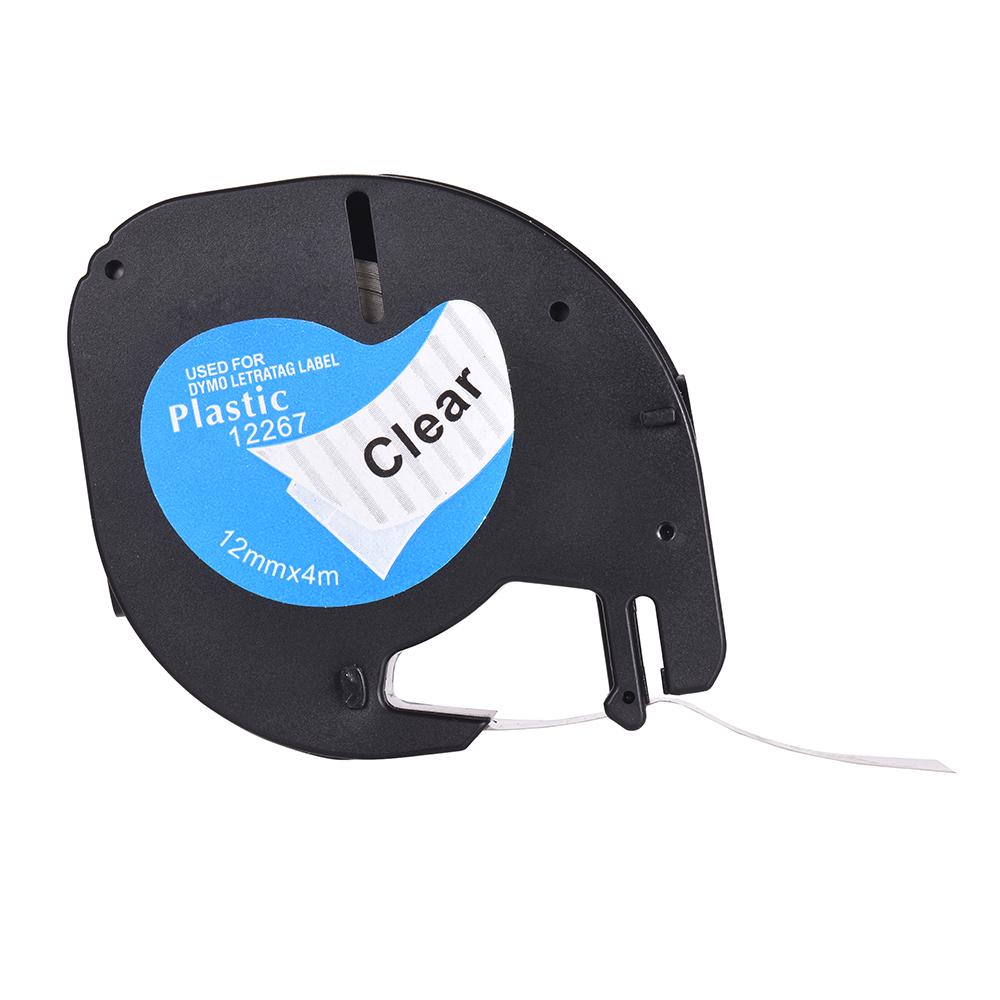 Labeling Tape 12267 Plastic Self-Adhesive Refills Black Print On Clear 1 2 Inch * 13 Feet 12mm * 4m for DYMO LT-100H Label Maker 1 Roll
