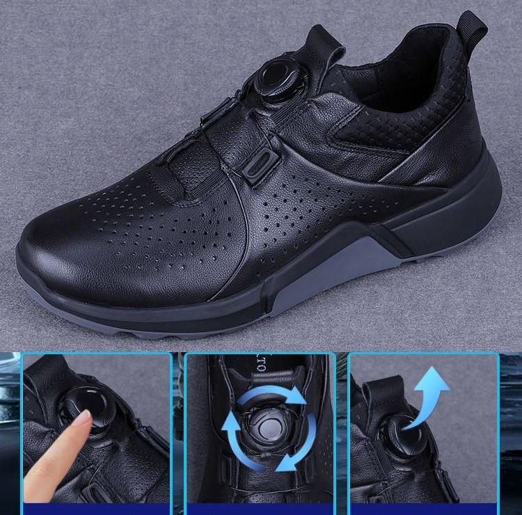 Trendy Leather Shoes Men Original Rotary Buckle Sneaker Casual Cowhide Menswear Loafers Business Outdoor Hiking Trekking Sports