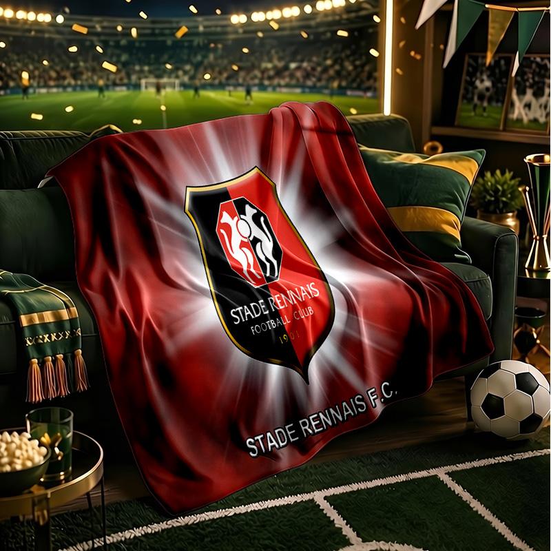 Stade Fc Emblem Throws Blanket Flannel Blankets Plush for Couch Bed Gifts for Men Women Travel picnic blanket Christmas fan gifts