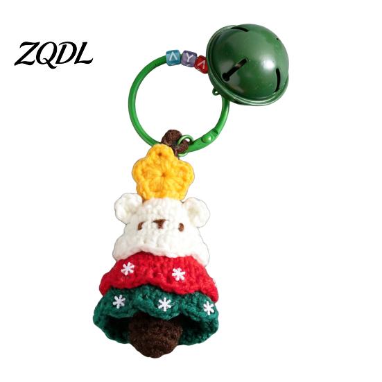 Mini Sock Ornament Yarn Crochet Christmas Keychain with Bell, Handmade Tree Hat Glove Wreath Festive Keyring for Car Keys Key Ring Pendant,