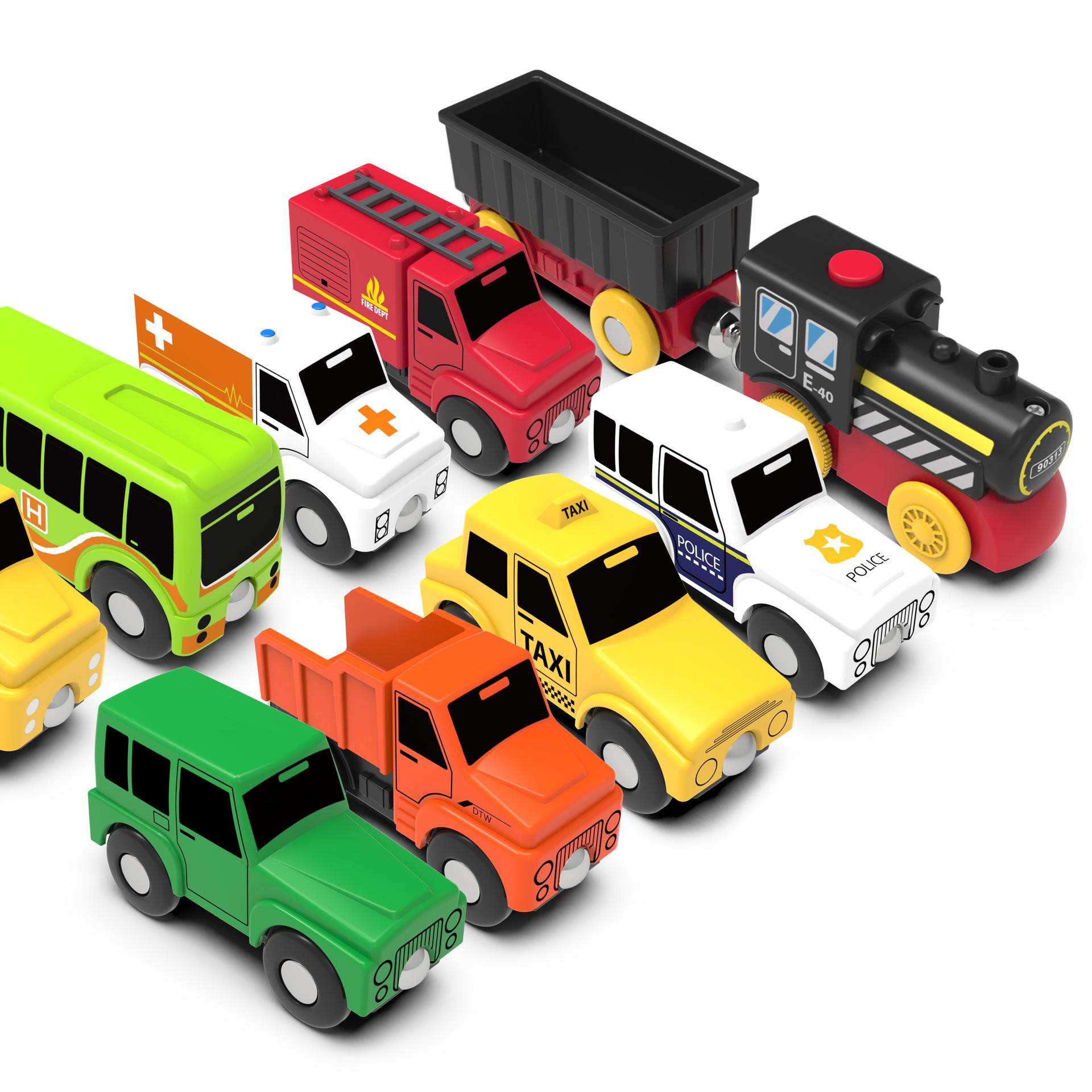 Электрическая железнодорожная машина детские развивающие деревянные трековые игрушки 90979