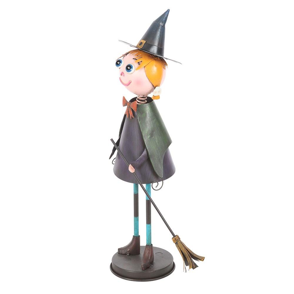 Something Different Metal Witch With Broom Ornament