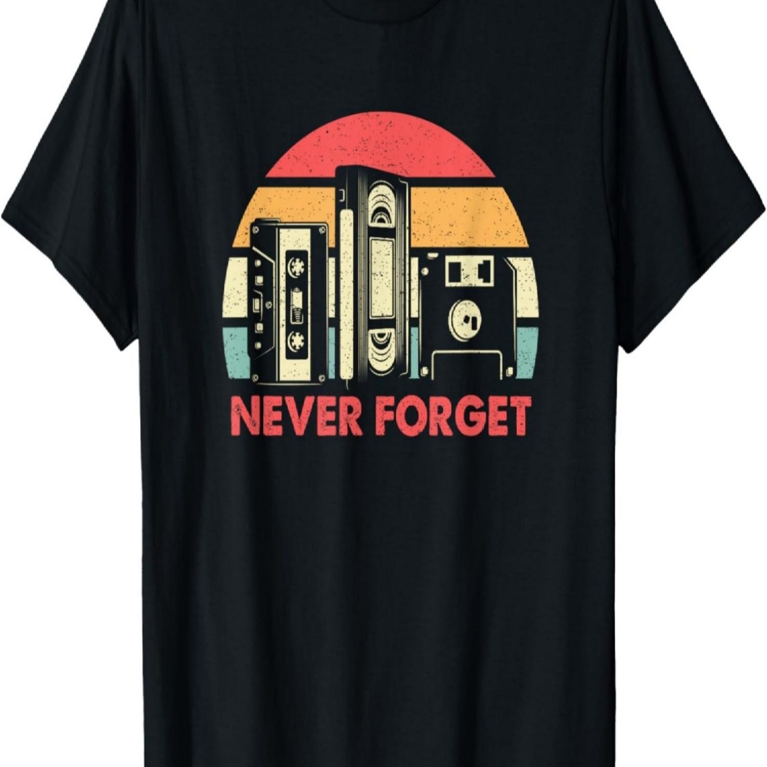 

Wowsome! Never Forget T-Shirt_ Retro Tech, Unisex-Adults, Black, Small S чёрный