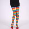 Pantimedias a rayas estilo gótico Punk para mujer, medias largas de arco iris, medias elásticas ajustadas de cintura alta para Halloween y Navidad
