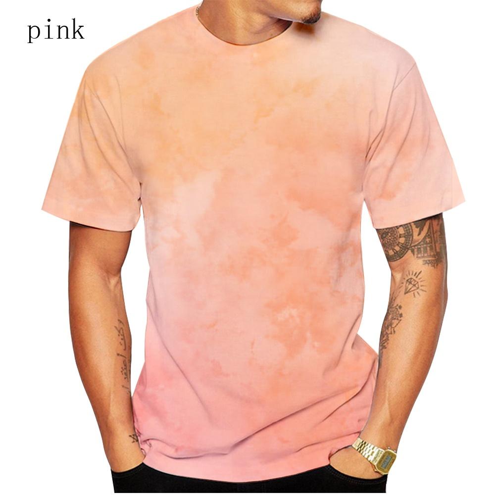 Pánské tričko s krátkým rukávem, košile s potiskem 3DT s hot tie dye, kulatý výstřih, letní top
