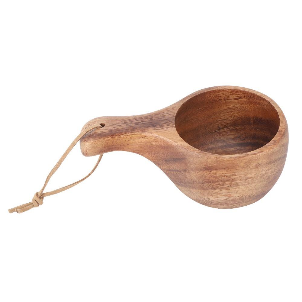 Smooth Salad Mug Wooden Handle Cup Easy To Clean Milk Cup Outdoor