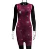 Black Rhinestone Fishnet Sheer Bodycon Mini Dress