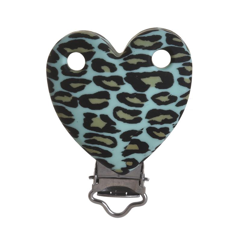 3 Stück 38x50mm Leopard Herzform Silikon Schnullerclip DIY Baby Zahnen Beißring Halskette Perlenwerkzeug Pflege Geschenk Zubehör