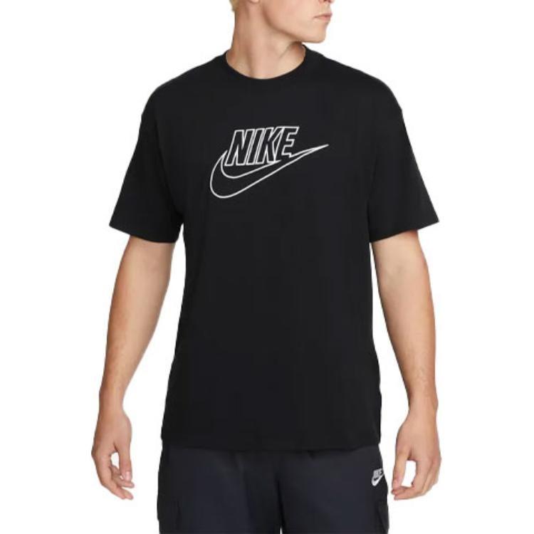 Nike T Shirts Men's Black Crew Neck Moderate Straight Fit DR7826-010
