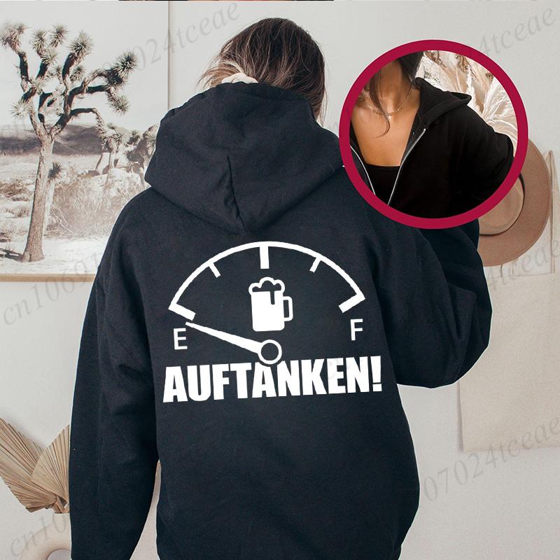Funny Beer Meme Women Hooded Zip Up Jacket Casual Fashion Hoodies Beer Fuel Gauge Classic Sweatshirts Harajuku Zipper Hoodies