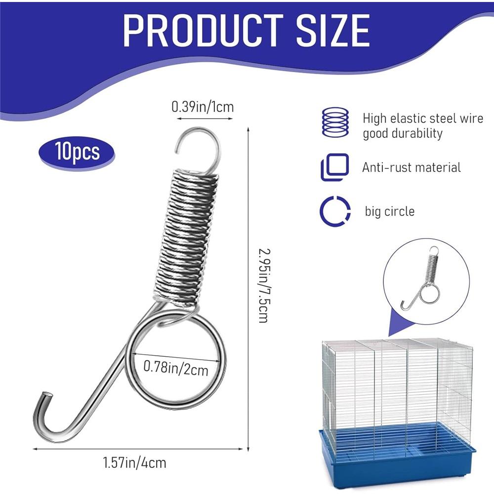 Spring Cage Latch Door Spring Hook Metal Finger For Fixing Rabbit, Dog, Cat, Parrot, Guinea Pig, Bunny, JSM Pet Cage Door(10Packs)