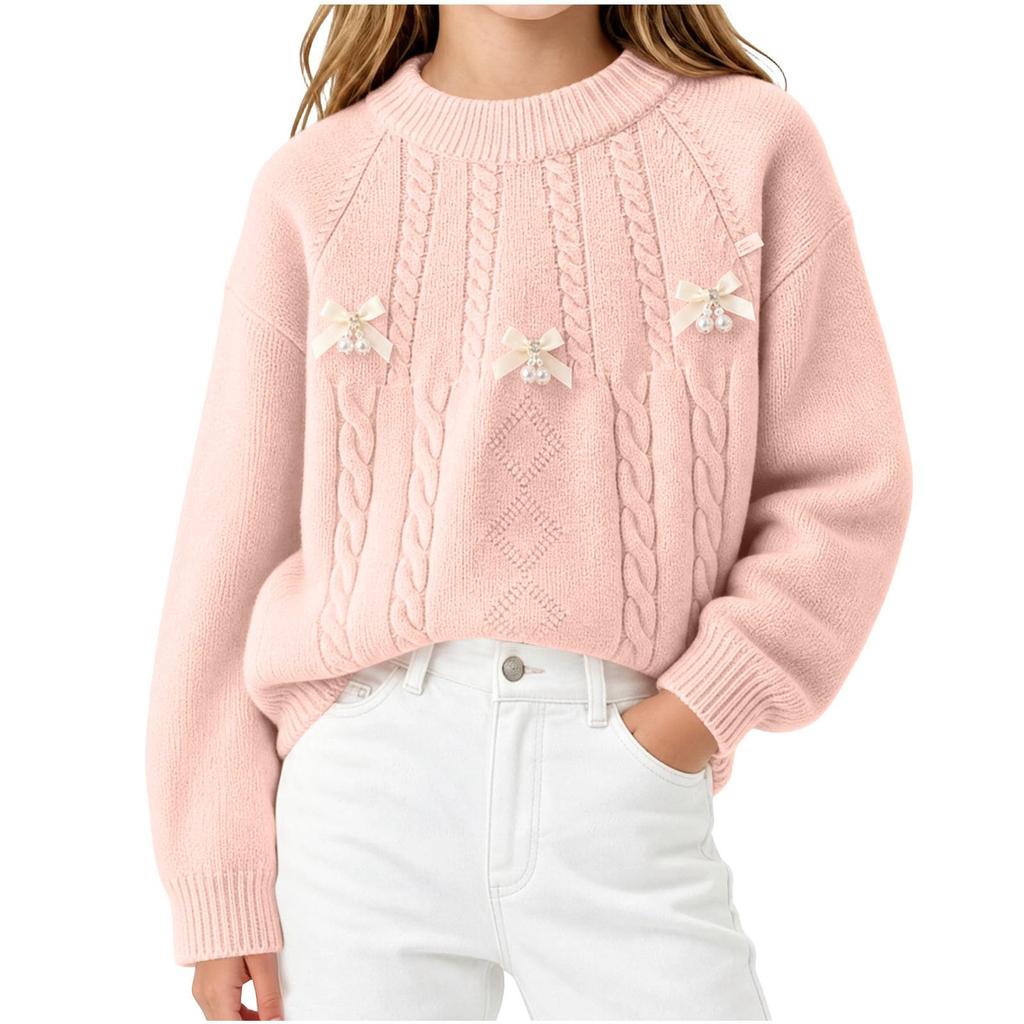 Mädchen Pullover mit Rundhalsausschnitt und langen Ärmeln für Herbst und Winter