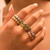 Stainless Steel Colorful Rhinestone Ring Women Lace Stackable Open Ring Exquisite Unique Wedding Couple Dating Jewelry Gifts