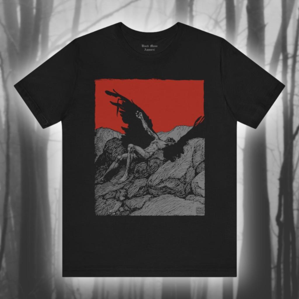 Fallen Angel Sketch Art Black T-shirt