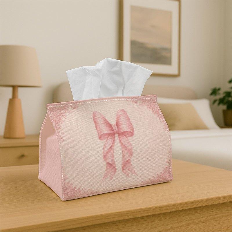 1pc Adorable Romantic Design Tissue Box Featuring a Pink Bow, Waterproof, Ideal for Bathroom, Living Room, Bedroom, Dresser, Coffee Table, And Dining