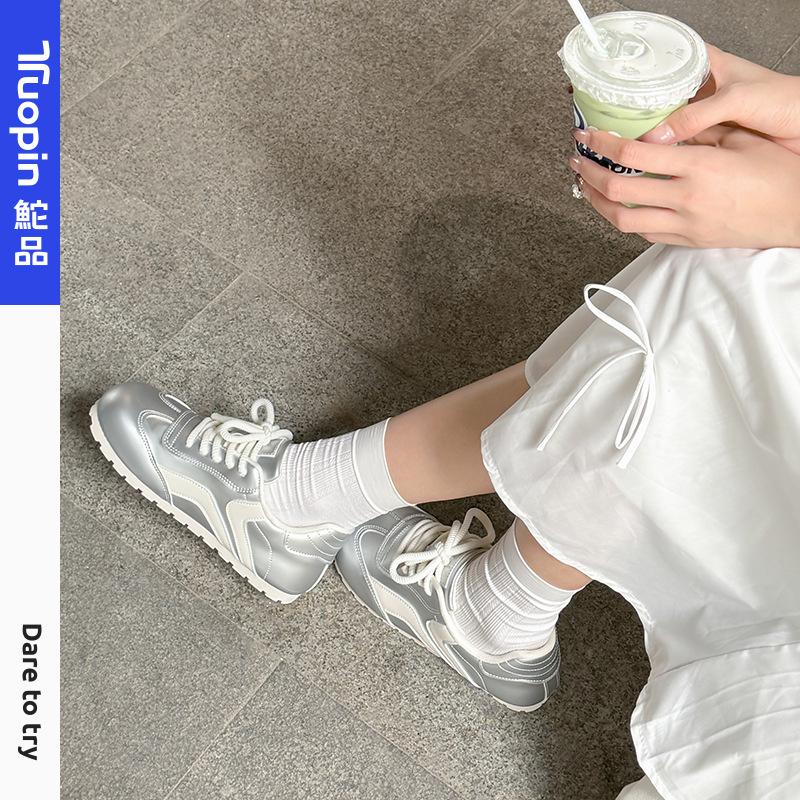 Silver German Training Shoes Women's Summer New Niche Retro Casual Shoes Ins Versatile Skirt White Shoes