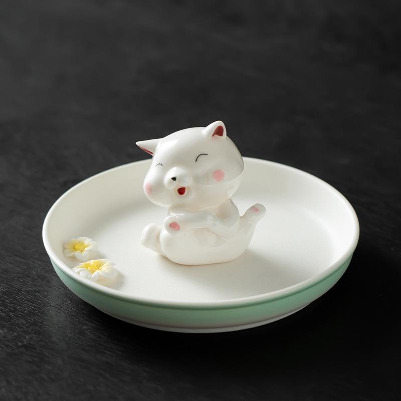 Cute Ceramic Puppy Incense Holder: Sandalwood Incense Burner & Tea Ceremony Ornament for Home Decor