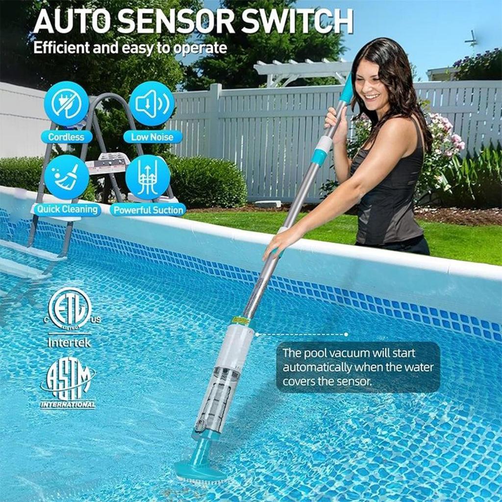 Pool Cleaning Kit Powerful Motor Rechargeable Handheld Cordless Skimmer For Pool Filter Swimming Pool Cleaner Set Pool Vacuum