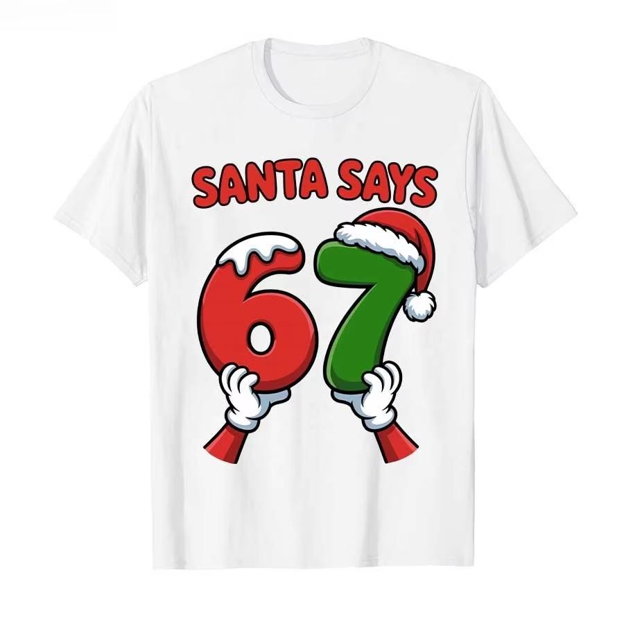 Lustiges Weihnachtsmann sagt Sechs Sieben Weihnachtsfeiertag 67 Meme 6 7 Kinder T-Shirt Für Unisex DAMEN 100% Baumwolle T-Shirts Kurzarm Oberteile