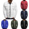 Men's Slim Fit Casual Denim Jacket Solid Colour Denim Casual Lapel Long Sleeve