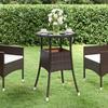 VidaXL Garden Table Ø60x75 Cm Tempered Glass-Woven Resin Brown 310599