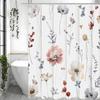Watercolor Flower Shower Curtain, Bathroom Decorative Shower Curtain, Waterproof Shower Curtain with Hooks