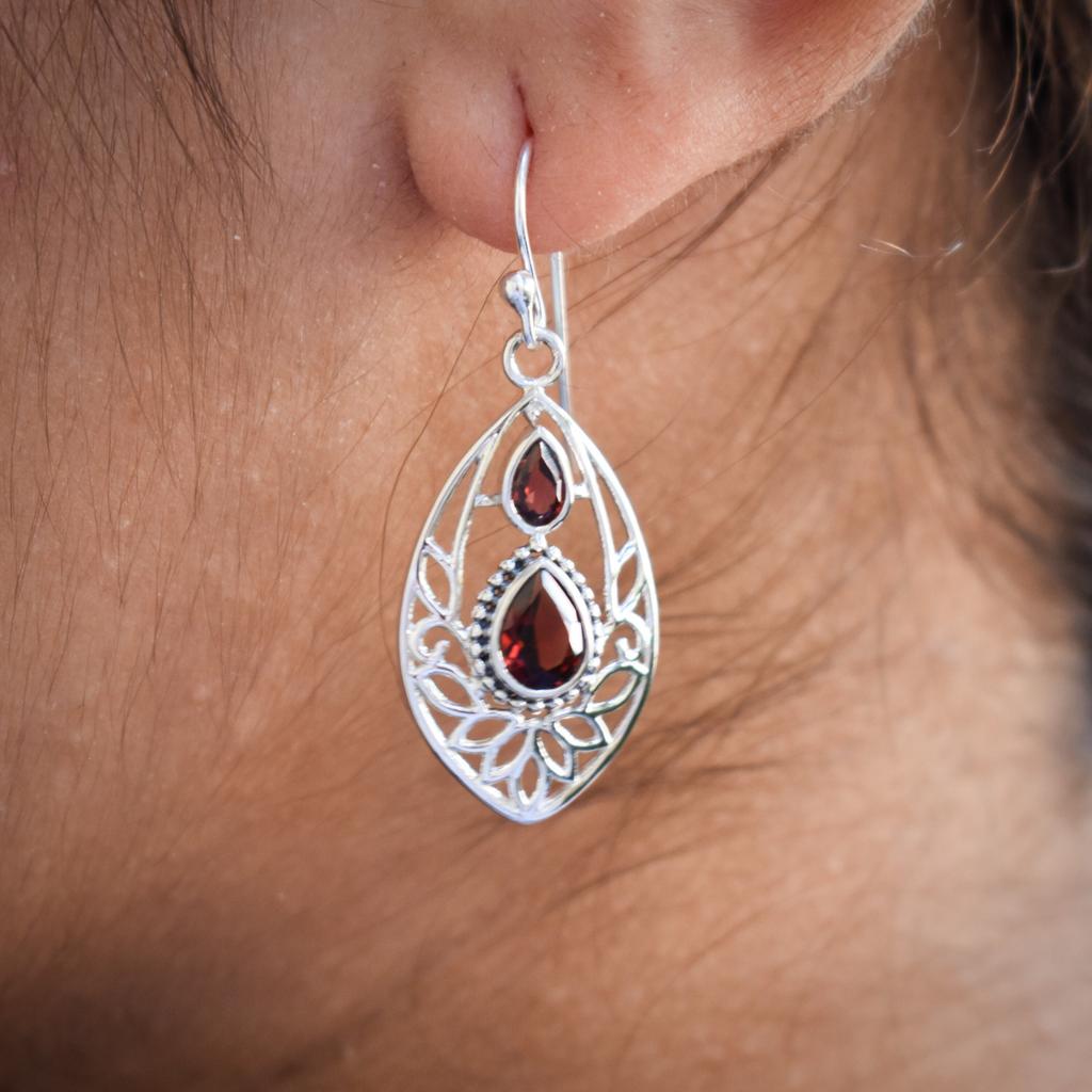 Blue Topaz Sterling Silver Earrings: Filigree Gemstone Jewelry