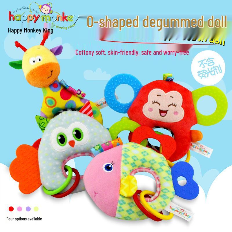 Happy Monkey Soothing Plush Baby Teether & Rattle