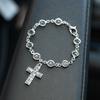 Cross Car Pendant, Transparent Beaded Steering Wheel Ornament, Personalized Car Interior Decoration Supplies