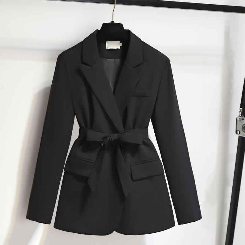Retro Brown Suit Jacket for Women In Autumn New Loose and Versatile Casual Belt Waist-hugging Suit