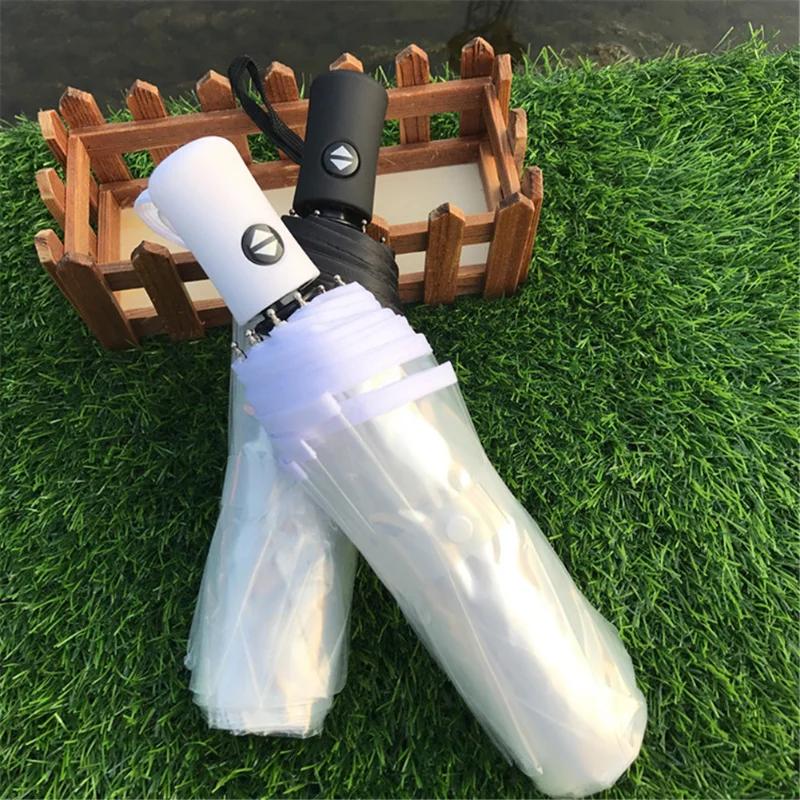 Зонт прозрачный женский с автоматическим ветрозащитным зонтом — фото 7