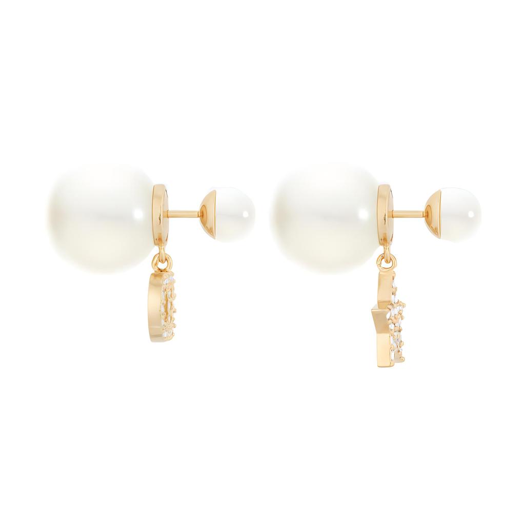 Dior Cd And Star Pendant Gold Asymmetrical Earrings Women earrings White E1038TRICY-D03S