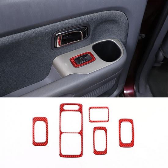 Red Carbon Window Lift Switch Button Trim Sticker for Honda Pilot 2003-2008