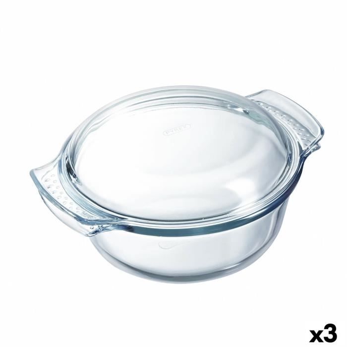 Plat de Four Pyrex Classic Vidrio Avec couvercle Transparent verre 33 x 26 x 12 cm (3 Unités)