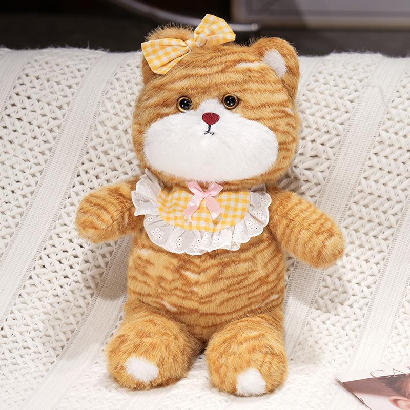 Bib cat doll plush toy kitten doll child soothing rag doll girl birthday gift