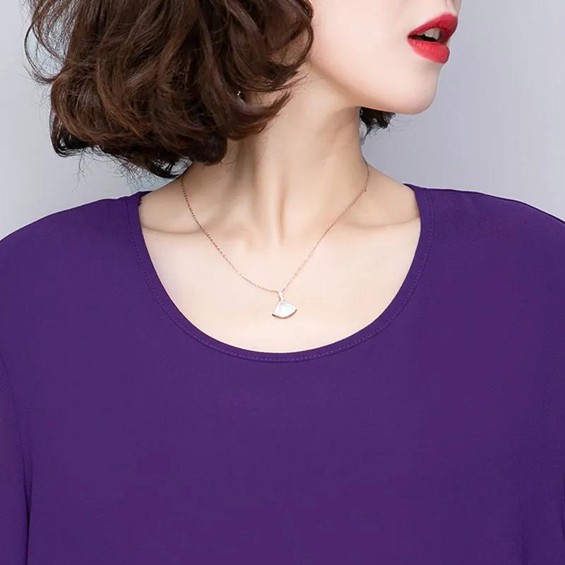 Plussstørrelse Chiffon T-skjorte for kvinner Summer Edge Blonde Dameskjorte Midt-ermet kontor dameoverdeler