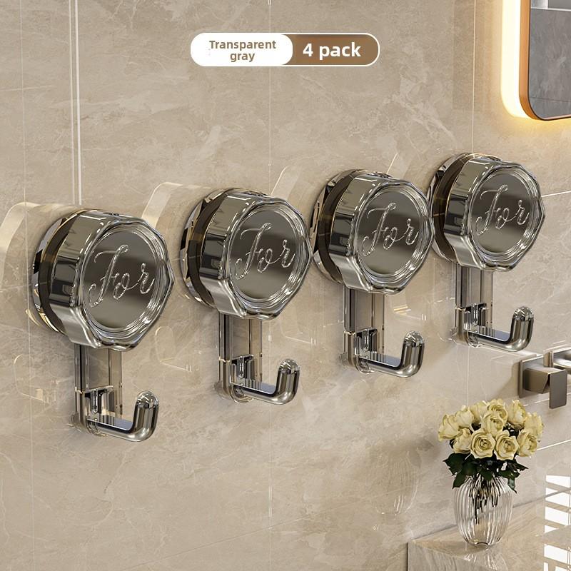 Vacuum Rotating Suction Hook with Heavy-load Adhesive Hook, No Drilling Required, for Bathroom Wall Clothes Hanger