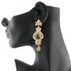 Touchstone India Bollywood Aspirations Traditional Indian Peacock Motif Faceted Faux Emerald Gold Tone White Rhinestones Spectacular Designer Bridal