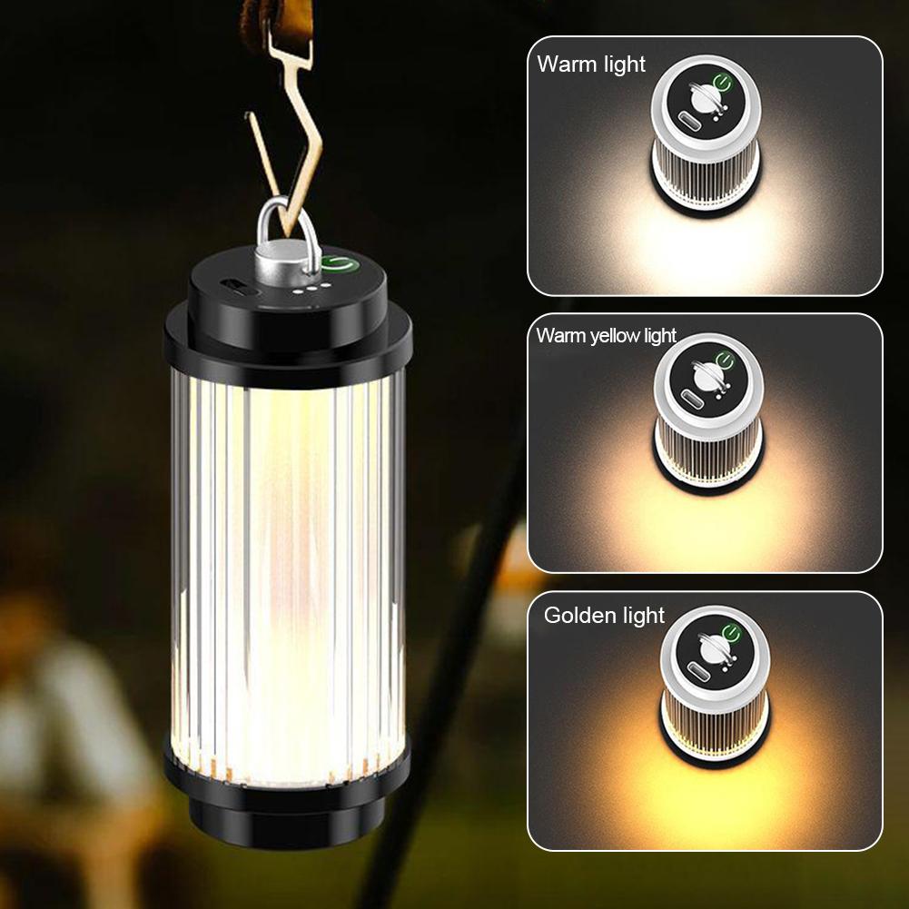 LED Magnetic Camping Lantern 5 Light Modes Hanging Tent Light Type C Charging Multifunction Desktop Light for Outdoor Activities